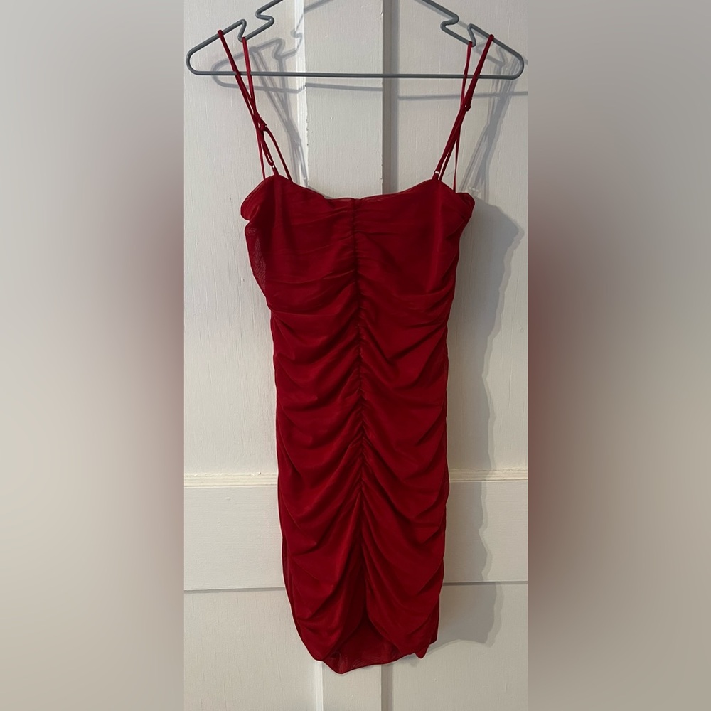 BEAUTIFUL WOMEN’S GARAGE RED RUCHED FORMAL DRESS